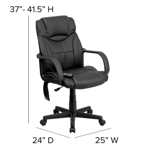 Flash Furniture Office Chairs<Laverne Ergonomic LeatherSoft Swivel Mid-Back Massaging Executive Office Chair, Black (BT2690P)