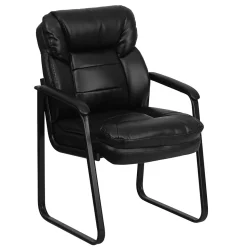 Flash Furniture Office Chairs<Leather Mid Back Executive Side Chair With Sled Base, Black