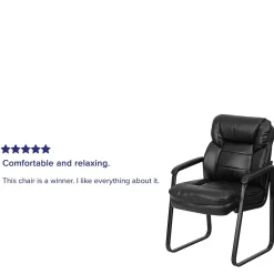 Flash Furniture Office Chairs<Leather Mid Back Executive Side Chair With Sled Base, Black