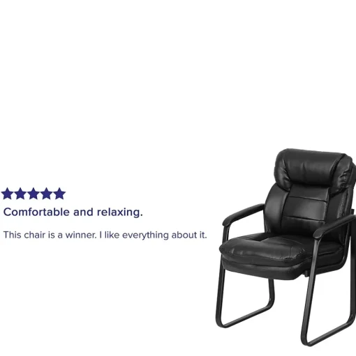 Flash Furniture Office Chairs<Leather Mid Back Executive Side Chair With Sled Base, Black
