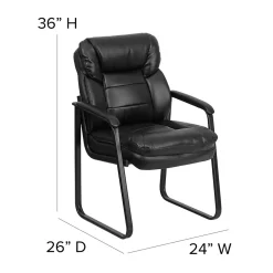 Flash Furniture Office Chairs<Leather Mid Back Executive Side Chair With Sled Base, Black