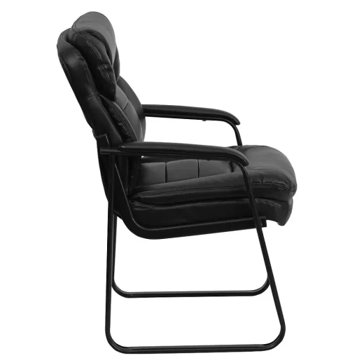 Flash Furniture Office Chairs<Leather Mid Back Executive Side Chair With Sled Base, Black