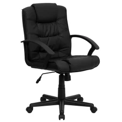 Flash Furniture Office Chairs<Lindon LeatherSoft Swivel Mid-Back Task Office Chair, Black (GO937MBKLEA)