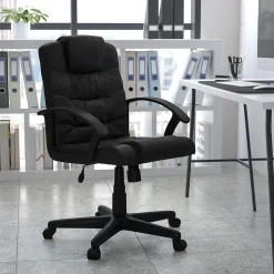 Flash Furniture Office Chairs<Lindon LeatherSoft Swivel Mid-Back Task Office Chair, Black (GO937MBKLEA)
