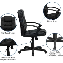 Flash Furniture Office Chairs<Lindon LeatherSoft Swivel Mid-Back Task Office Chair, Black (GO937MBKLEA)