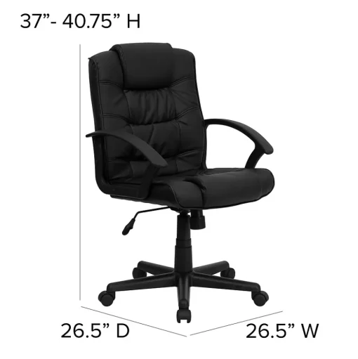 Flash Furniture Office Chairs<Lindon LeatherSoft Swivel Mid-Back Task Office Chair, Black (GO937MBKLEA)