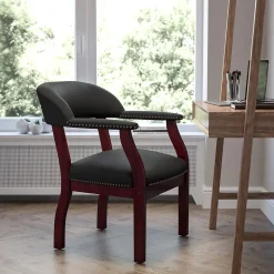 Flash Furniture Office Chairs<Luxurious Vinyl Conference Chair, Black and Mahogany (BZ105BLK)