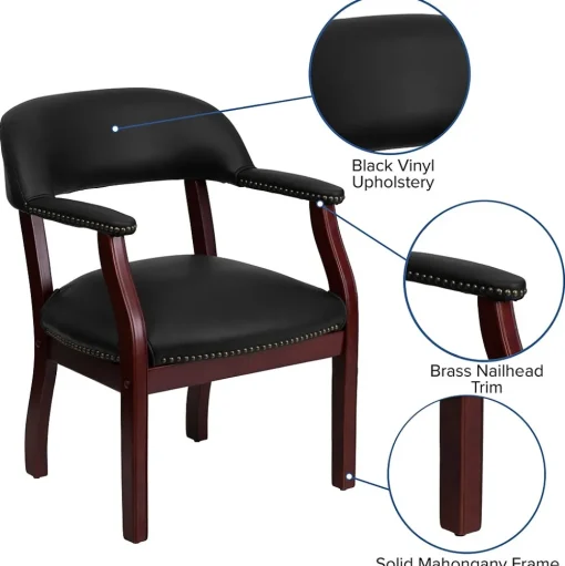 Flash Furniture Office Chairs<Luxurious Vinyl Conference Chair, Black and Mahogany (BZ105BLK)