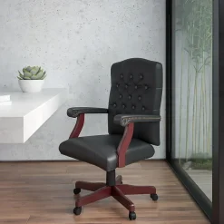 Flash Furniture Office Chairs<Martha Washington LeatherSoft Swivel Executive Office Chair, Black (801LLF05BKLEA)