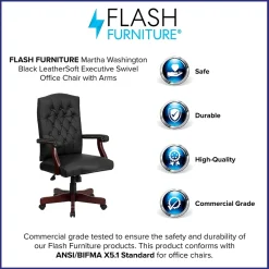 Flash Furniture Office Chairs<Martha Washington LeatherSoft Swivel Executive Office Chair, Black (801LLF05BKLEA)