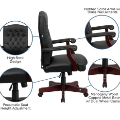 Flash Furniture Office Chairs<Martha Washington LeatherSoft Swivel Executive Office Chair, Black (801LLF05BKLEA)