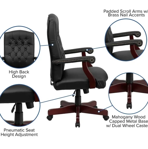 Flash Furniture Office Chairs<Martha Washington LeatherSoft Swivel Executive Office Chair, Black (801LLF05BKLEA)
