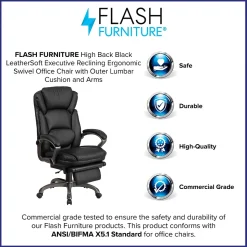 Flash Furniture Office Chairs<Martin Ergonomic LeatherSoft Swivel High Back Executive Reclining Office Chair, Black (BT90279H)
