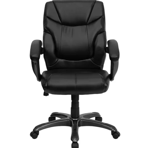 Flash Furniture Office Chairs<Megan Ergonomic LeatherSoft Swivel Mid-Back Overstuffed Task Office Chair, Black (GO724MBKLEA)