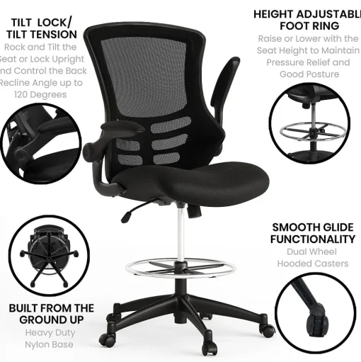 Flash Furniture Office Chairs<Mid-Back Design Mesh Task Chair, Black (BL-X-5M-D-GG)