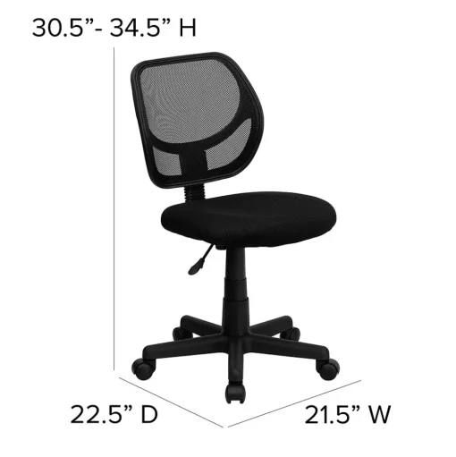 Flash Furniture Office Chairs<Neri Armless Ergonomic Mesh Swivel Low Back Task Office Chair, Black (WA3074BK)