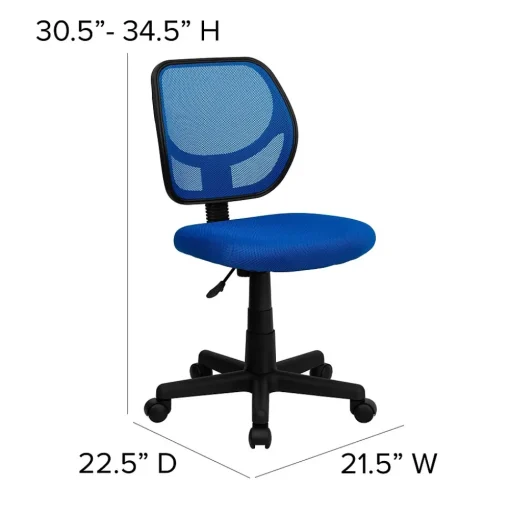 Flash Furniture Office Chairs<Neri Armless Ergonomic Mesh Swivel Low Back Task Office Chair, Blue (WA3074BL)