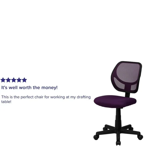 Flash Furniture Office Chairs<Neri Armless Ergonomic Mesh Swivel Low Back Task Office Chair, Purple (WA3074PUR)