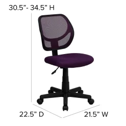 Flash Furniture Office Chairs<Neri Armless Ergonomic Mesh Swivel Low Back Task Office Chair, Purple (WA3074PUR)
