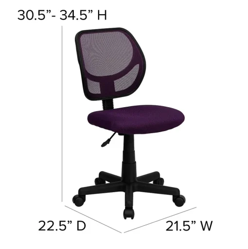 Flash Furniture Office Chairs<Neri Armless Ergonomic Mesh Swivel Low Back Task Office Chair, Purple (WA3074PUR)