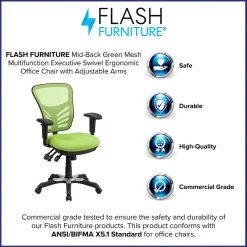 Flash Furniture Ergonomic Chairs<Nicholas Ergonomic Mesh Swivel Mid-Back Multifunction Executive Office Chair, (HL0001GN)