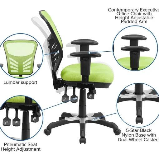 Flash Furniture Ergonomic Chairs<Nicholas Ergonomic Mesh Swivel Mid-Back Multifunction Executive Office Chair, (HL0001GN)