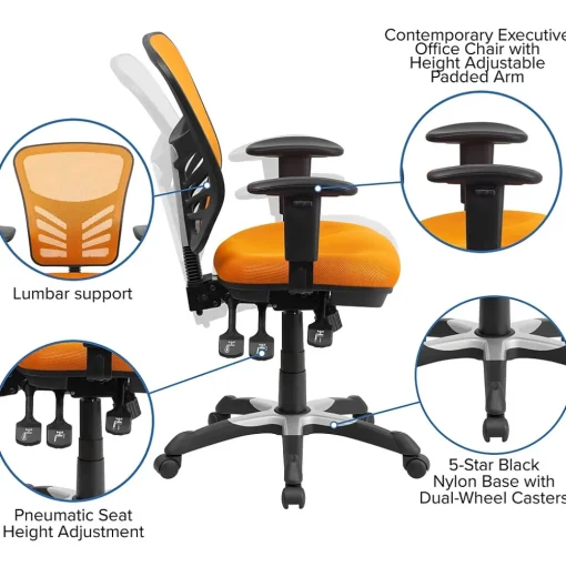 Flash Furniture Ergonomic Chairs<Nicholas Ergonomic Mesh Swivel Mid-Back Multifunction Executive Office Chair, (HL0001OR)