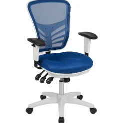 Flash Furniture Ergonomic Chairs<Nicholas Ergonomic Mesh Swivel Mid-Back Multifunction Executive Office Chair, (HL0001WHBLUE)