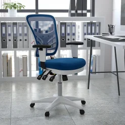 Flash Furniture Ergonomic Chairs<Nicholas Ergonomic Mesh Swivel Mid-Back Multifunction Executive Office Chair, (HL0001WHBLUE)