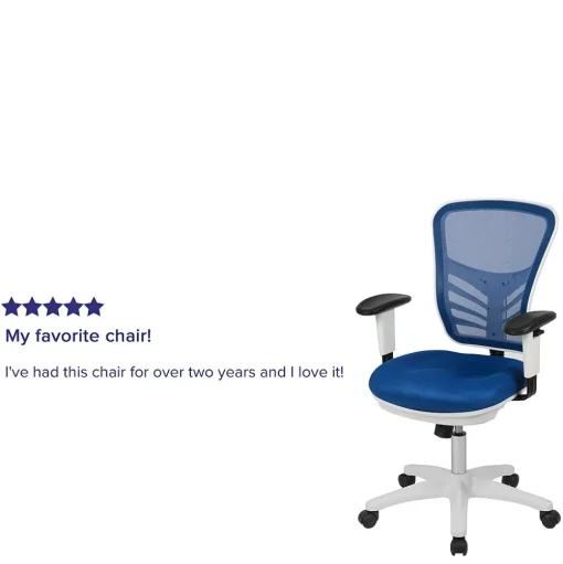 Flash Furniture Ergonomic Chairs<Nicholas Ergonomic Mesh Swivel Mid-Back Multifunction Executive Office Chair, (HL0001WHBLUE)