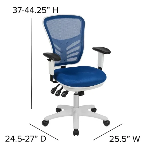 Flash Furniture Ergonomic Chairs<Nicholas Ergonomic Mesh Swivel Mid-Back Multifunction Executive Office Chair, (HL0001WHBLUE)