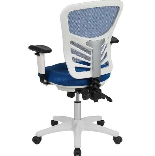 Flash Furniture Ergonomic Chairs<Nicholas Ergonomic Mesh Swivel Mid-Back Multifunction Executive Office Chair, (HL0001WHBLUE)