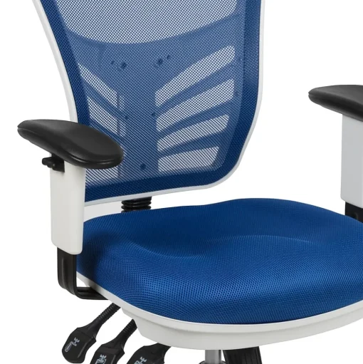 Flash Furniture Ergonomic Chairs<Nicholas Ergonomic Mesh Swivel Mid-Back Multifunction Executive Office Chair, (HL0001WHBLUE)