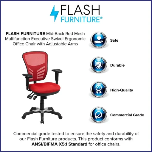 Flash Furniture Ergonomic Chairs<Nicholas Ergonomic Mesh Swivel Mid-Back Multifunction Executive Office Chair, (HL0001)