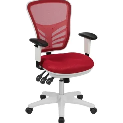 Flash Furniture Ergonomic Chairs<Nicholas Ergonomic Mesh Swivel Mid-Back Multifunction Executive Office Chair, (HL0001WHRED)