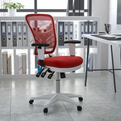 Flash Furniture Ergonomic Chairs<Nicholas Ergonomic Mesh Swivel Mid-Back Multifunction Executive Office Chair, (HL0001WHRED)