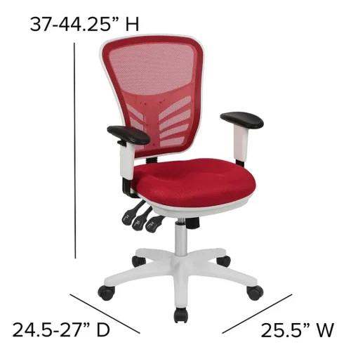 Flash Furniture Ergonomic Chairs<Nicholas Ergonomic Mesh Swivel Mid-Back Multifunction Executive Office Chair, (HL0001WHRED)