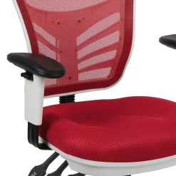 Flash Furniture Ergonomic Chairs<Nicholas Ergonomic Mesh Swivel Mid-Back Multifunction Executive Office Chair, (HL0001WHRED)