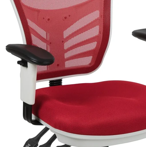 Flash Furniture Ergonomic Chairs<Nicholas Ergonomic Mesh Swivel Mid-Back Multifunction Executive Office Chair, (HL0001WHRED)
