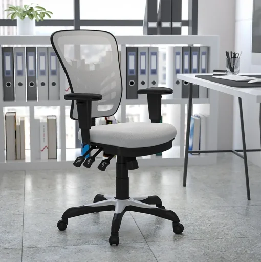 Flash Furniture Ergonomic Chairs<Nicholas Ergonomic Mesh Swivel Mid-Back Multifunction Executive Office Chair, (HL0001WH)