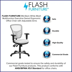 Flash Furniture Ergonomic Chairs<Nicholas Ergonomic Mesh Swivel Mid-Back Multifunction Executive Office Chair, (HL0001WH)