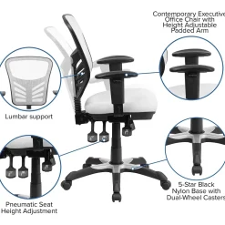 Flash Furniture Ergonomic Chairs<Nicholas Ergonomic Mesh Swivel Mid-Back Multifunction Executive Office Chair, (HL0001WH)