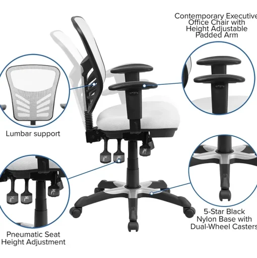 Flash Furniture Ergonomic Chairs<Nicholas Ergonomic Mesh Swivel Mid-Back Multifunction Executive Office Chair, (HL0001WH)