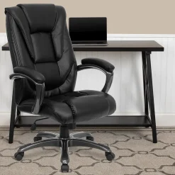Flash Furniture Office Chairs<Oma Ergonomic LeatherSoft Swivel High Back Executive Office Chair, Black (GO7194BBK)