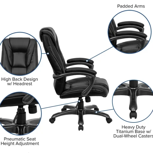 Flash Furniture Office Chairs<Oma Ergonomic LeatherSoft Swivel High Back Executive Office Chair, Black (GO7194BBK)