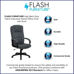 Flash Furniture Office Chairs<Rochelle Fabric Swivel High Back Executive Office Chair, Gray (BT9022BK)