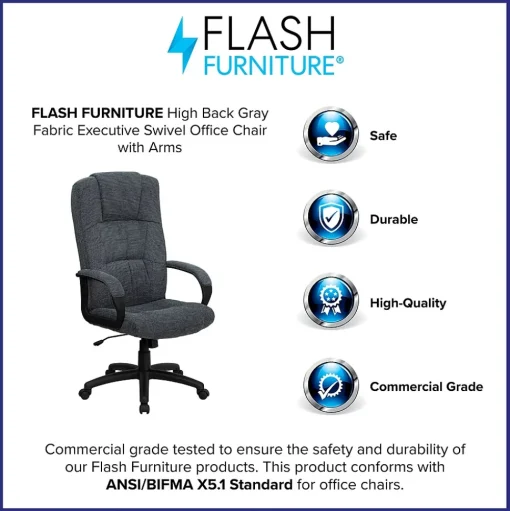 Flash Furniture Office Chairs<Rochelle Fabric Swivel High Back Executive Office Chair, Gray (BT9022BK)