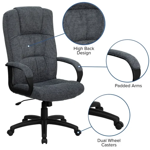 Flash Furniture Office Chairs<Rochelle Fabric Swivel High Back Executive Office Chair, Gray (BT9022BK)