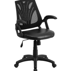 Flash Furniture Office Chairs<Sam Ergonomic LeatherSoft/Mesh Swivel Mid-Back Task Office Chair, Black (GOWY82LEA)
