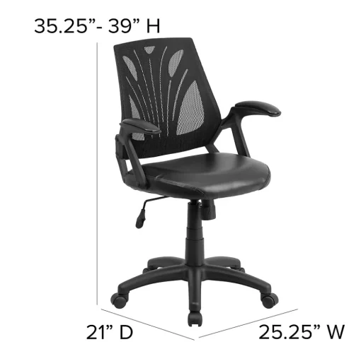 Flash Furniture Office Chairs<Sam Ergonomic LeatherSoft/Mesh Swivel Mid-Back Task Office Chair, Black (GOWY82LEA)